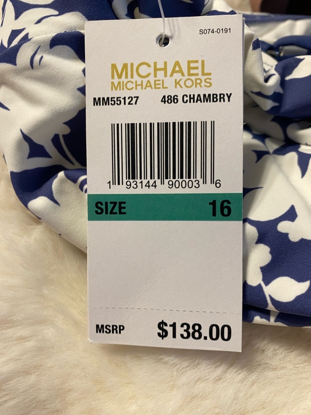 Michael Kors One Piece Swimsuit Women Size 16 Blue & White Floral Lace Up Back N - Picture 13 of 13